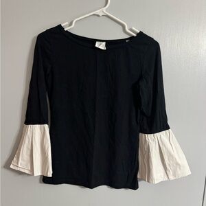 Sara Roka Italian Black and White Long Sleeve Top Size Small